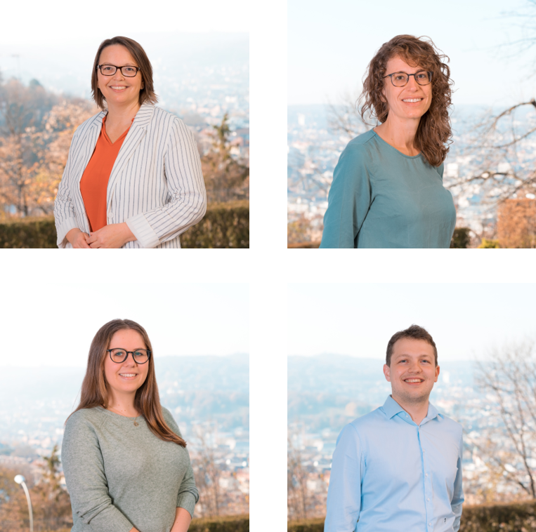 Zu sehen sind vier Personen. Alle vier Personen arbeiten bei der Allianz für Beteiligung. Dabei handelt es sich um Andrea Schätzle. Linda Ammon, Annabel Stoffel und Nils Renkes.